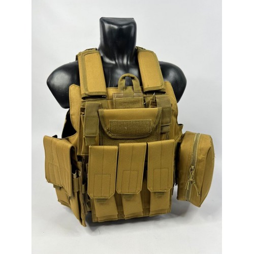 Тактический разгрузочный жилет «5 / пять карманов» с подсумками Tactical Molle Plate Carrier для съемных бронепластин в Рыбинске