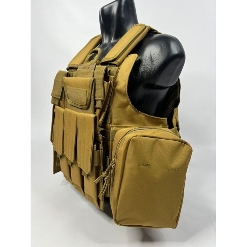Тактический разгрузочный жилет «5 / пять карманов» с подсумками Tactical Molle Plate Carrier для съемных бронепластин в Рыбинске