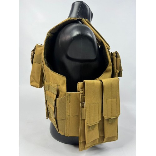 Тактический разгрузочный жилет «5 / пять карманов» с подсумками Tactical Molle Plate Carrier для съемных бронепластин в Рыбинске